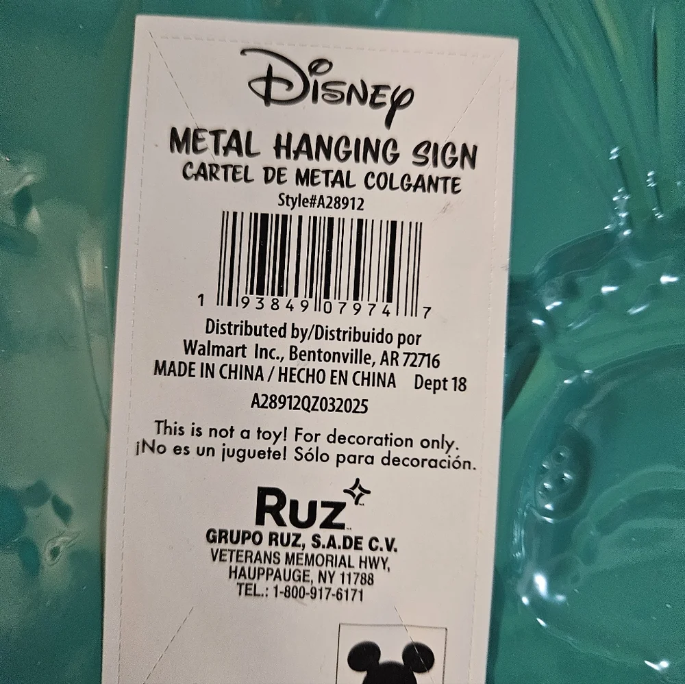 DISNEY STITCH METAL HANGING CHRISTMAS SIGN: NEW WITH TAGS